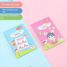 4 piezas Libros de práctica de control de pluma y caligrafía para niños, libro de aprendizaje divertido para entrenamiento de control de pluma y práctica de caligrafía (4 libros de caligrafía + 1 pluma de acuarela) (accesorio de color aleatorio) - Multicolor - Ver 6