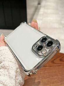 一个手机壳，兼容 16 Pro Max、11、12、13、14、11 Pro Max、12 Pro Max、13 Pro Max、14 Pro Max、XR、15、15 PRO、15 PRO MAX、Galaxy A05、A15、A25、A35、A55、S23、S24，兼容三星、Redmi、透明角气囊防震手机壳防水防摔防刮 - 銀色 - 查看 5