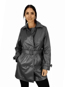 GABARDINA MUJER VINIPIEL CASUAL FINA BONITA - Negro - Ver 2