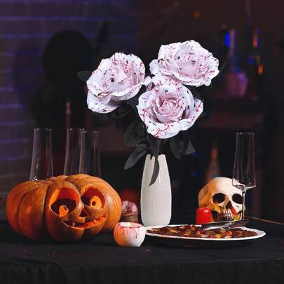 Halloween Rose Hairpin Headpiece Halloween Cosplay Costume For Women  White