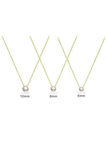 1 Pc 6mm-10mm Simple S925 Sterling Silver Single Pearl Collarbone Necklace Jewelry Gift For Women - Simple Pearl Necklace - View 10