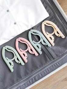 4 Pcs Colorful Travel Hangers, Retractable Portable Foldable Clothes Hangers, Plastic Clothes Hanger Travel Space Saving Folding Hanger, Travel Accessories, Baby Clothes Drying Rack For Home And Travel, Lightweight Foldable Hangers For Dormitories, Schools, And Tourism, Household, Telescopic Clothes Drying Suit For Men And Women, Travel Essentials - Multicolor - View 3