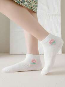 随机10双装女童彩虹樱桃字母网眼透气短袜，适合日常穿着 - 彩色 - 查看 8