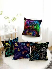 1 Stück & 4 Stücke Gaming Controller Thematische dekorative Kissenbezüge, Traum für Männer, geeignet für Auto, Zuhause, Schlafzimmer, Wohnzimmer (Innenkissen nicht enthalten)