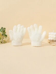 1 Pair Unisex Kids Candy Color Thickened Knitted Half-Fleece Five-Finger Gloves, Autumn/Winter - 1Pair - View 8