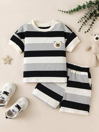 夏季男童新款可愛熊毛章運動休閑多功能串珠裝