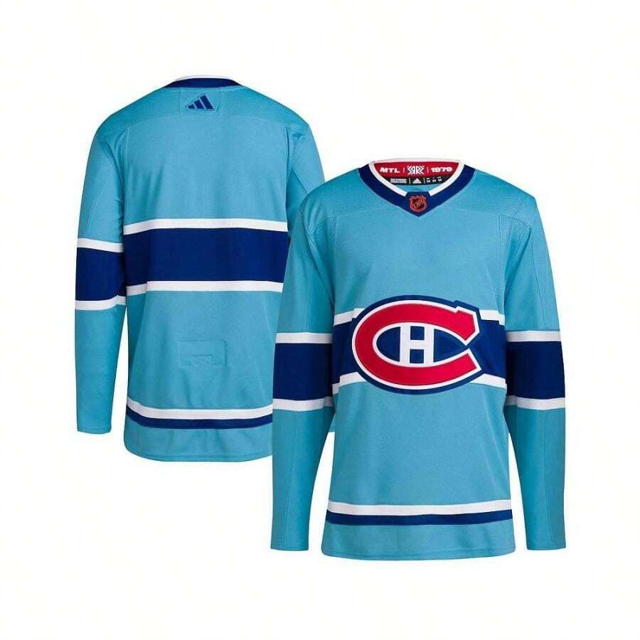 Adidas 男友风格男士浅蓝色蒙特利尔加拿大人队 Reverse Retro 2.0 正品空白球衣 - Light Blue - 查看 1