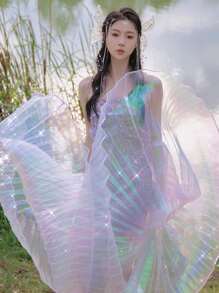 1pc Adult Belly Dance Wings Dance Butterfly Golden Wings Color Shot Props  Dance Performance 360-Degree Cape,Halloween Costume, Holiday Costume Props - Multicolor - View 5