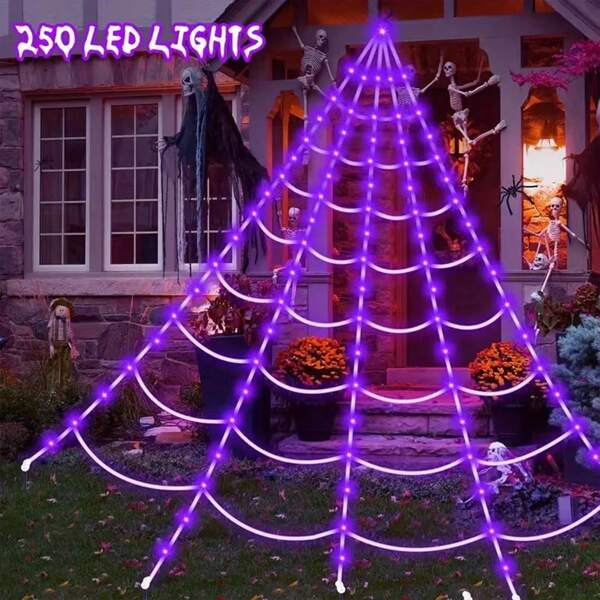 1 pieza 5m Luz de decoración de telaraña de Halloween, adecuada para decorar patios y crear una atmósfera aterradora en interiores, ideal para dormitorio gótico o decoración de Halloween