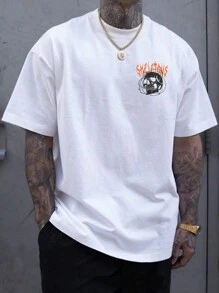 Camiseta deportiva de corte holgado para hombre con estampado de calavera con monograma Camisetas de hombre - Blanco - Ver 2