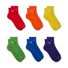 Nike Unisex 6-Pk. Dri-FIT Quarter Socks - MULTI RED - View 5
