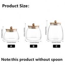 1PC Wooden Lid Glass Sealed Jar Food Container Tea Candy Kitchen Storage Bottle Jar Large Capacity Sealed For Kitchen Jars - Multicolor - View 2
