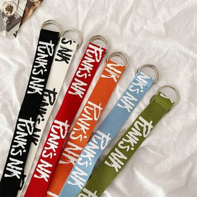 1pc Fashion Canvas Belt For Women, Summer New Decoration Letter Belt All-Match Ins Style Waistband For Jeans Summer, School Fall, Autumn, Halloween
