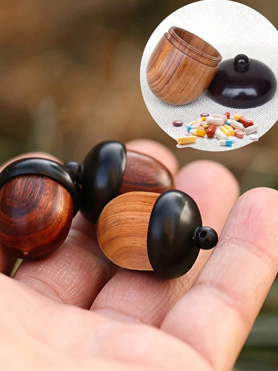 1 Hộp Đựng Thuốc Bằng Gỗ, Hộp Đựng Thuốc Bằng Gỗ Mini Khẩn Cấp, Hộp Đựng Thuốc Di Động, Lý Tưởng Cho Sử Dụng Ngoài Trời - màu nâu - Xem 1