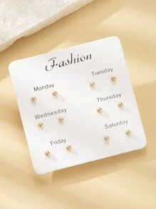 1 Set Of 6 Pairs Fashionable Gold Simple Earrings Set For Women, Suitable For Daily Wear And Holiday Gifts, Jewelry