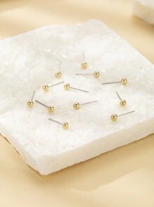 1 Set Of 6 Pairs Fashionable Gold Simple Earrings Set For Women, Suitable For Daily Wear And Holiday Gifts, Jewelry