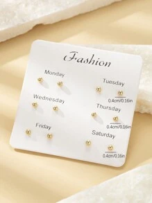 1 Set Of 6 Pairs Fashionable Gold Simple Earrings Set For Women, Suitable For Daily Wear And Holiday Gifts, Jewelry