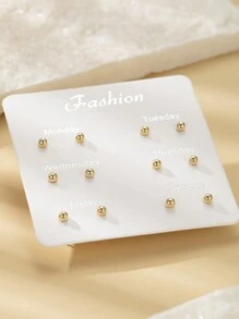 1 Set Of 6 Pairs Fashionable Gold Simple Earrings Set For Women, Suitable For Daily Wear And Holiday Gifts, Jewelry