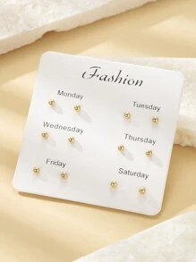 1 Set Of 6 Pairs Fashionable Gold Simple Earrings Set For Women, Suitable For Daily Wear And Holiday Gifts, Jewelry