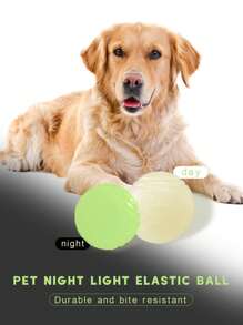 1个夜光实心橡胶球互动狗狗玩具，适合训练，具有弹跳和耐啃咬功能。宠物玩具，狗狗玩具，大/中/小型犬玩具，让您心爱的狗狗玩得不亦乐乎。