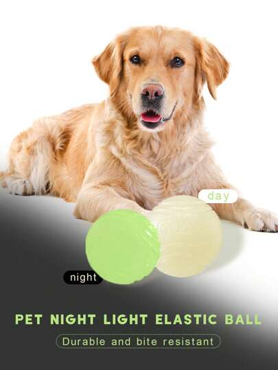 1个夜光实心橡胶球互动狗狗玩具，适合训练，具有弹跳和耐啃咬功能。宠物玩具，狗狗玩具，大/中/小型犬玩具，让您心爱的狗狗玩得不亦乐乎。