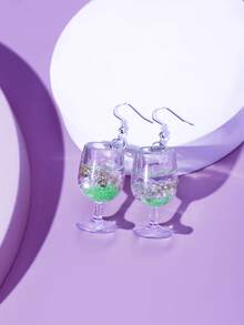 Glow In The Dark Goblet Drop Earrings - Green - View 5