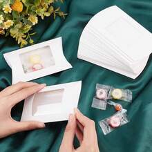 10pcs Creative Candy Gift Box, Kraft Paper Pillow Shaped Window Box, Sweet Treats Packaging - Black - View 5