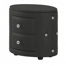 Elegant PU Nightstand With 2 Drawers And Crystal Handle,Fully Assembled Except Legs&Handles,Storage Bedside Table - Black/White - 黑色 - 查看 6