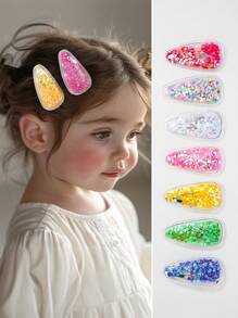20pcs/Set Girls' Colorful Liquid Glitter Fruit PVC Hair Clips, DIY Bubble Water Drop Hairpins, Everyday Wear - Multicolor - View 1