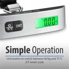 1pc Portable Luggage Scale With Battery, High Precision Travel Digital Hanging Scales With Hook Or With Webbing Belt, LCD Display 50kg 110lbs Electronic Fishing Weighs Weight Balance Tool, 50kg/10g Digital Luggage Scale Electronic Portable Suitcase Travel Weighs With Backlight Electronic Travel Hanging Scales Airplane Webbing Scales