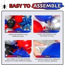 黑色、红色和蓝色银色星爆图案铝箔乳胶气球花环套装，蜘蛛侠主题气球拱门，适用于男士超级英雄生日派对装饰 - 卡其色 - 查看 4