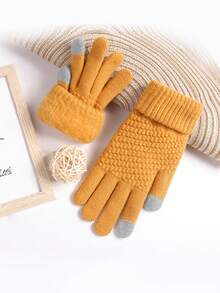 1 Găng Tay Nữ Mùa Đông, Găng Tay Màn Hình Cảm Ứng Dày Và Ấm Áp Để Chạy, Chơi Điện Thoại Thông Minh, Găng Tay Dệt Kim - trắng - Xem 7