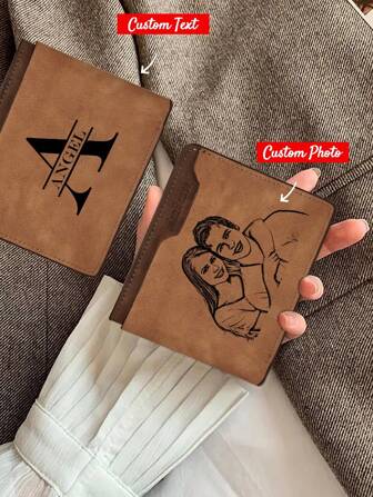 Personalized Fashion Custom Engrave Photo Large Letter Folding Wallet Father's Day Thanksgiving Valentine's Day Gift Simple Fashion Wallet Gift