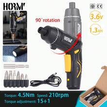 Hormy 1 Set Multifunctional Electric Screwdriver, Foldable With Built-In Flashlight, 3.6V USB Rechargeable Maintenance Tool With 1300mAh Lithium Battery Mini Cordless Electric Drill For Household Use - Black - View 3
