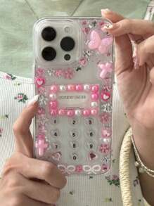 1pc Junk Y2K Cute Punk Phone Case Compatible With Iphone 16 15 14 13 12 11 Pro Max Plus Soft Silicone Back Cover - Pink - View 3