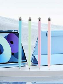 1pc Clear Round Disc Tip Stylus Pen For Capacitive Touchscreen Compatible With IPad Tablet And Mobile Phones, Suitable For Writing, Drawing, Editing And Other Office Work - Transparent Disc Pen Solid Color Stylus Pen - View 2