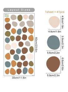 SURELIFE 波西米亚波点爱心图案乙烯基墙贴，婴儿房装饰，即撕即贴，贴纸，墙贴，乙烯基贴纸，家居装饰，春季装饰，焕新家居，Rama Decor贴纸，生日毕业礼物 - 彩色 - 查看 13
