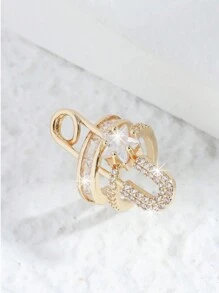1pc Fashionable Personalized Ear Clip With Cubic Zirconia Decoration, Copper Plated, Suitable For Parties, Gatherings And Daily Wear For Women