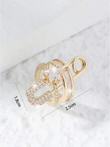 1pc Fashionable Personalized Ear Clip With Cubic Zirconia Decoration, Copper Plated, Suitable For Parties, Gatherings And Daily Wear For Women