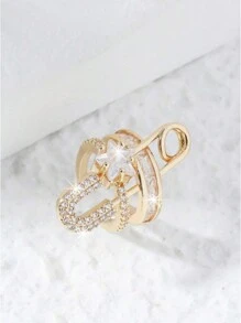 1pc Fashionable Personalized Ear Clip With Cubic Zirconia Decoration, Copper Plated, Suitable For Parties, Gatherings And Daily Wear For Women