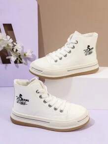 Children's High Top Canvas Shoes, Boys' And Girls' Spring/Autumn Casual Sneakers - White - View 2