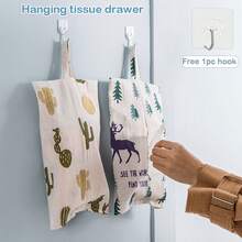 布料創意掛式紙巾盒套，車內紙巾盒，客廳臥室床頭櫃紙巾袋 (包括透明掛鉤) - 彩色 - 查看 10