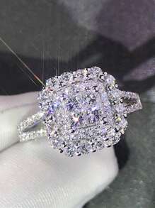 1 Stück wunderschöner S925 Sterling Silber Cubic Zirkonia Ring, Hochzeitsschmuck für Frauen, feiner Schmuck