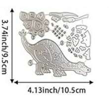 1pc Cute Dinosaur Combination Metal Cutting Die, DIY Scrapbook Album Decoration Embossing Paper Card Making Tool - Silver - View 9