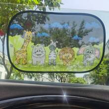 2入組嬰兒汽車側面遮陽板卡通防曬隔熱靜電吸附汽車側窗玻璃