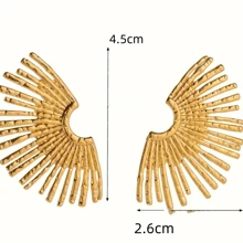 Exaggerated Popular Fan-Shaped Earrings In European And American Style