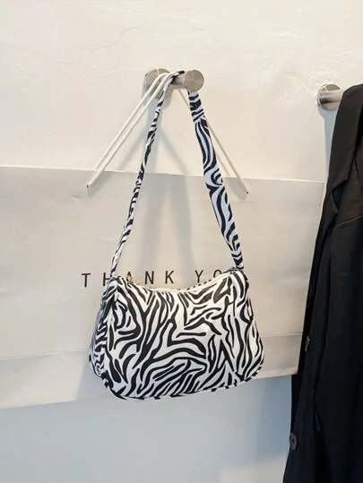 Casual Nylon Fabric Women's Armpit Bag, Dopamine Girl Shoulder Bag, Simple And Stylish French Style Baguette Bag