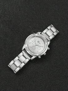 3pcs/Set Women's Steel Band Fashion Watch With Diamond Inlay Three Eyes & Numerical Scale Dial Quartz Wristwatch, Excluding Watch Box - Multicolor - View 9