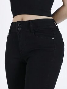 Jeans de Mezclilla para Mujer, Pantalón Negro Estilo Casual, Juvenil y Elegante - Negro - Ver 5