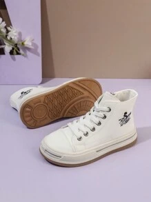 Children's High Top Canvas Shoes, Boys' And Girls' Spring/Autumn Casual Sneakers - White - View 5